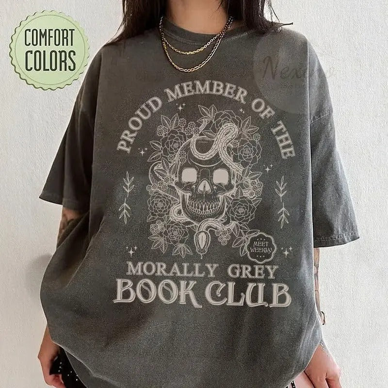 Bookish Merch Morally Grey Book Club Shirt- Book Lover Gift, Funny Reading Shirt, Smut Reader Spicy Books Tee Dark...