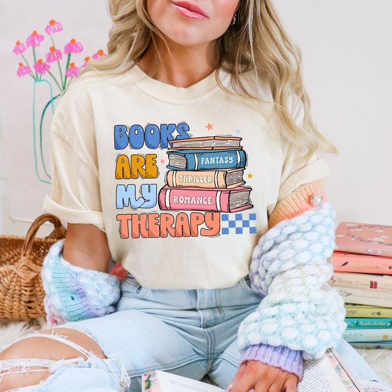 Books are my Therapy DTF Transfers - THIS IS NOT A SHIRT Hoodie, Sweatshirt | GrindPrints.com