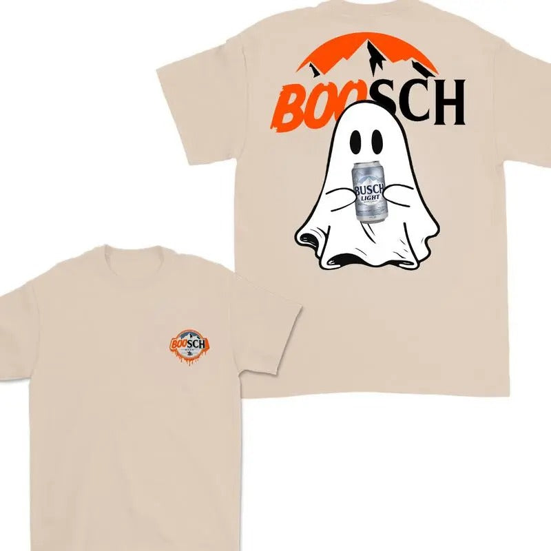Boosch Light Boo Ghost Cute Halloween Double Sided Boosh Light Boo Ghost Shirt Busch Light Halloween Shirt Halloween Cute Ghost Shirt T-Shirts, Hoodie, Sweatshirt