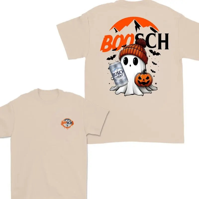 Boosch Light Cute Boo Ghost Halloween 2 Sided T-Shirt, Spooky Shirt Cute Pumpkin Shirt, Buscchh Light Halloween Shirt For...