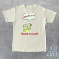 Born To Slay Forced To Work Graphic T-Shirt, Retro Unisex Adult T Shirt, Silly Frog T Shirt, Meme T Shirt, Relaxed Cotton...