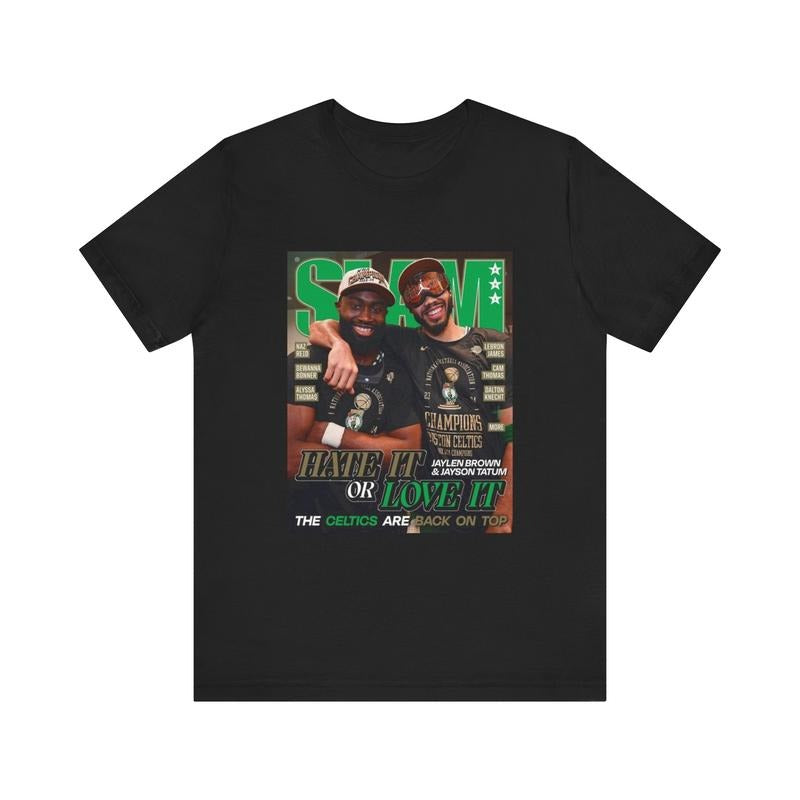 Boston Slam Graphic Tee T-Shirt, Jayson Tatum Jaylen Brown Basketball T-Shirt, Gift For Fan Hoodie, Sweatshirt