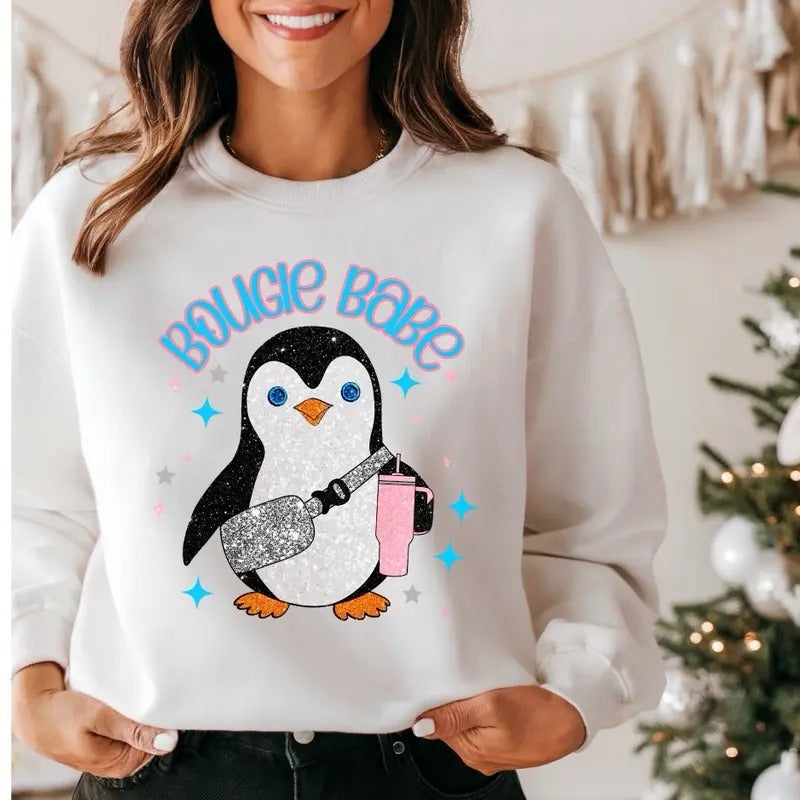 Bougie Babe Glitter Fleece Crewneck Sweatshirt T-Shirts, Hoodie | GrindPrints.com