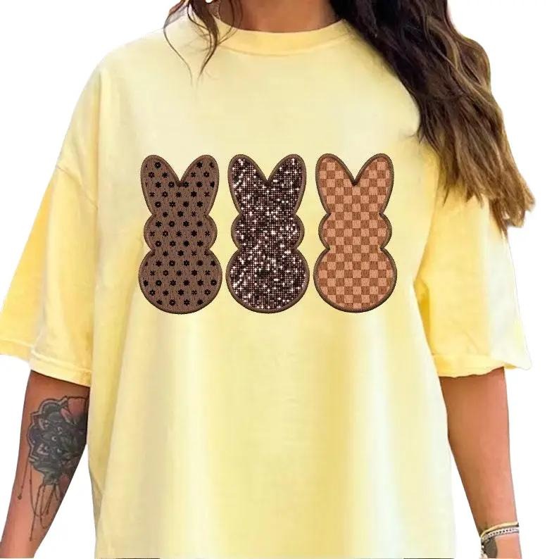 Boujee Easter Checkered Tee Shirt, Retro Bunny Shirt, Easter Shirt Gift, Trendy Easter Gift Tee Shirt, Glitter Bunny Tee,...