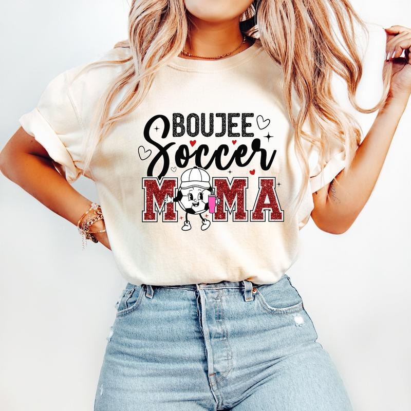 Boujee Soccer Mama T-Shirt, Soccer T-Shirt, Sports T-Shirt, Trendy Retro Mom T-Shirt, Hoodie, Sweatshirt | GrindPrints.com