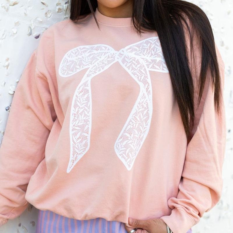 Bow 'Lace It Up' Lightweight Sweatshirt T-Shirts, Hoodie | GrindPrints.com