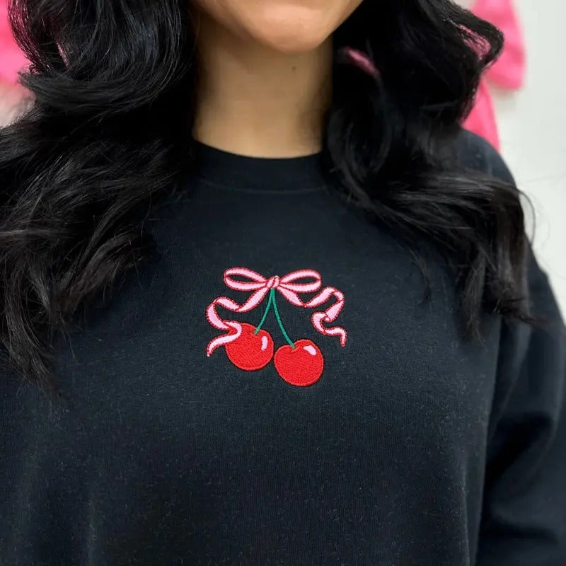 'Bow Cherries' Crewneck Sweatshirt T-Shirts, Hoodie | GrindPrints.com
