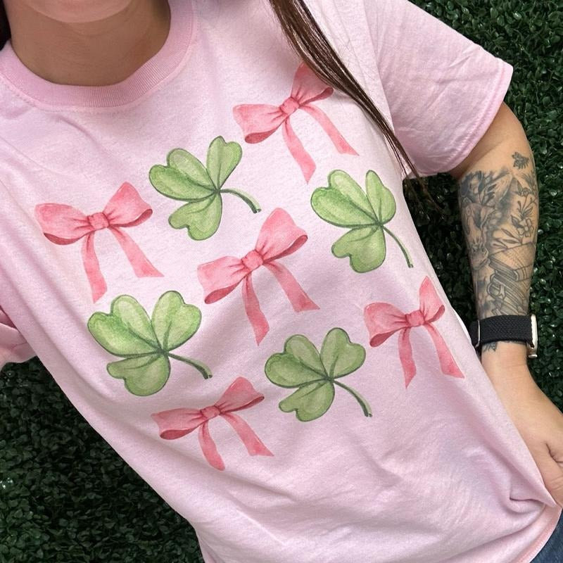 Bows & Four Leaf Clovers Tee - Lucky Tee Hoodie, Sweatshirt | GrindPrints.com