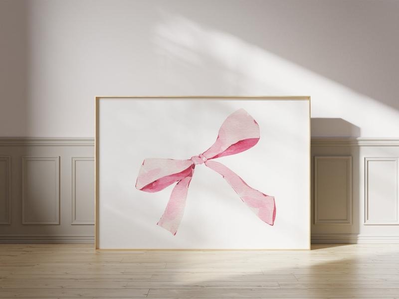 Bows Wall Art, Pink Art Print, Trendy Aesthetic Poster, Preppy Dorm Decor, Funky Print, Poster Prints No Frame, Gifts For...