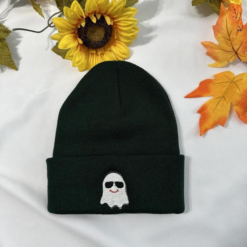 Boy Ghost embroidered Beanie; Halloween embroidered Beanie Cotton Cotton Cotton T-Shirts, Hoodie, Sweatshirt