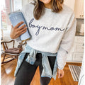 Boy Mom Embroidered Sweatshirt - Unisex Crewneck Pullover for Busy and Comfy Mom Life | Mother's Day Gift T-Shirts, Hoodie