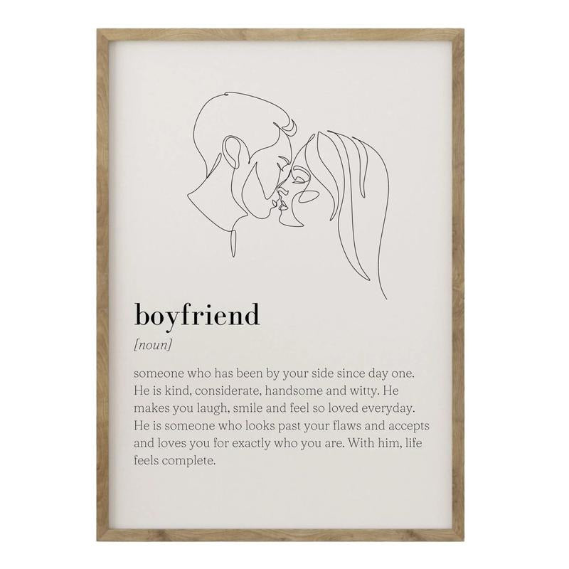 Boyfriend Definition Print, Boyfriend Print, Anniversary Gift, Boyfriend Gift Art, Gifts For Boyfriend Her Bedroom Decor,...