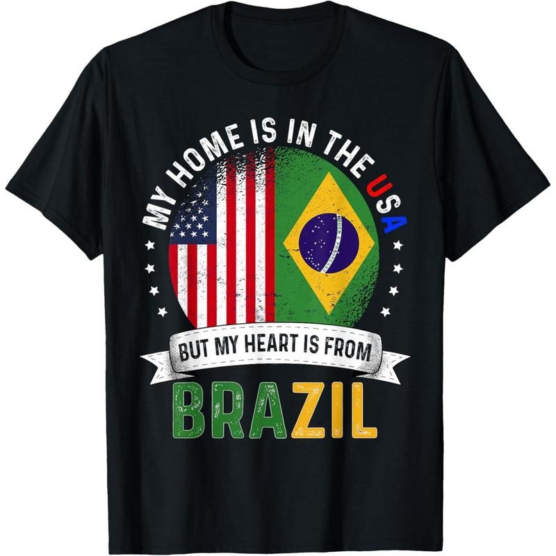 Brazilian American Patriot Heart is from Brazil Flag T-Shirt made in usa Hoodie, Sweatshirt | GrindPrints.com