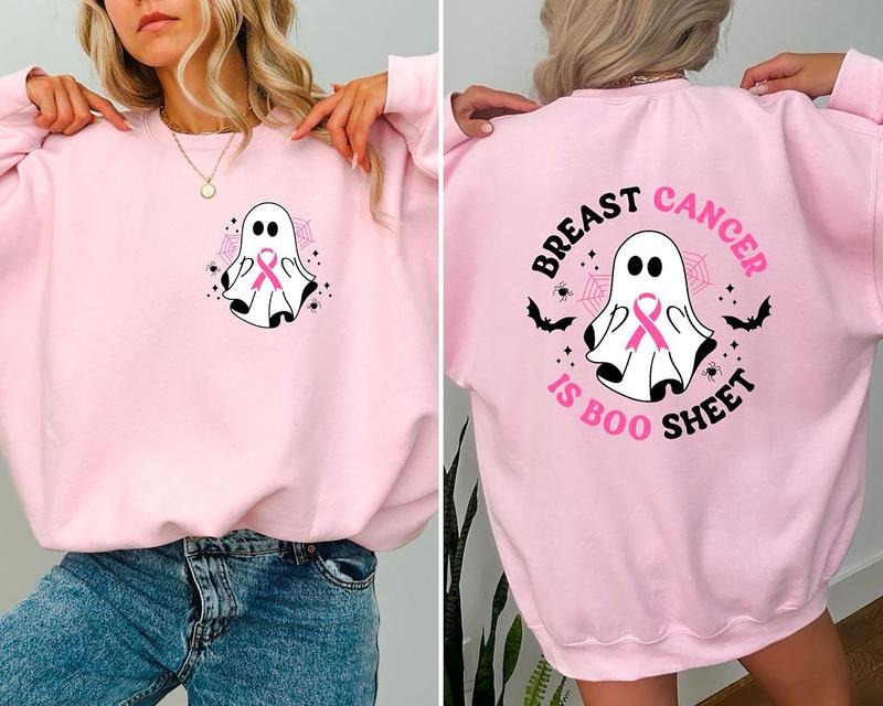Breast Cancer Is Boo Sheet Sweatshirt, In October We Wear Pink Shirt, Back On My Boo Sheet Shirt, Ghost Ribbon Breast...