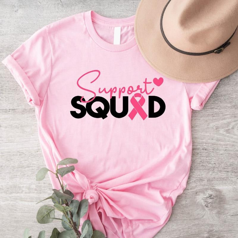 Breast Cancer Support Squad T-Shirt, Pink Ribbon Shirt, Cancer Fighter Tee, Family Support Shirt Hoodie, Sweatshirt