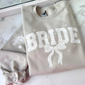 Bride Lace Bow Sweatshirt or Hoodie with sleeve prints Comfy Unisex Tops T-Shirts | GrindPrints.com