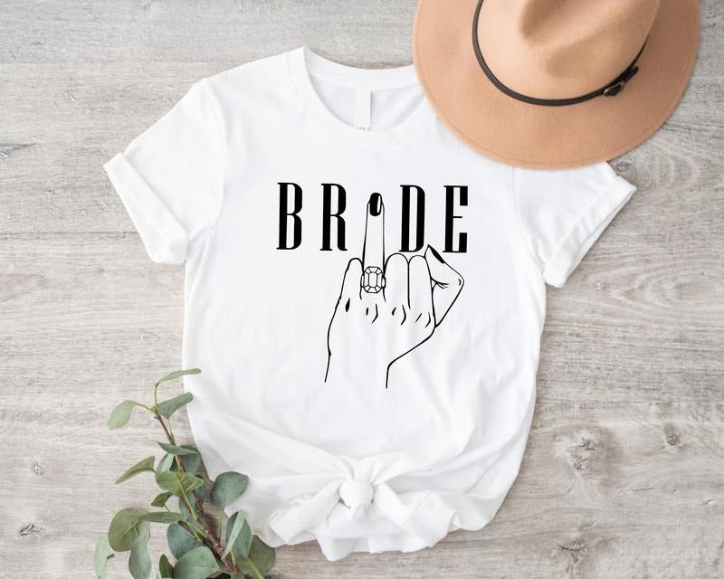 Bride Shirt Ring Finger Bride Engagement FiancéE Short Sleeve Bridal Party Future Mrs. Shirt Bachelorette Bride T-Shirts, Hoodie, Sweatshirt