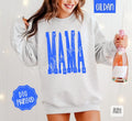 Bright Blue Mama Sweatshirt, Cute Mom Sweater, Trendy Crewneck, Mother's Day, Gift for Her T-Shirts, Hoodie | GrindPrints.com