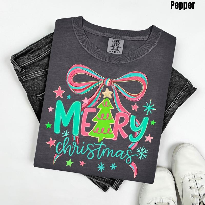 Bright Merry Christmas Comfort Colors T-Shirt 'NLB' Hoodie, Sweatshirt | GrindPrints.com