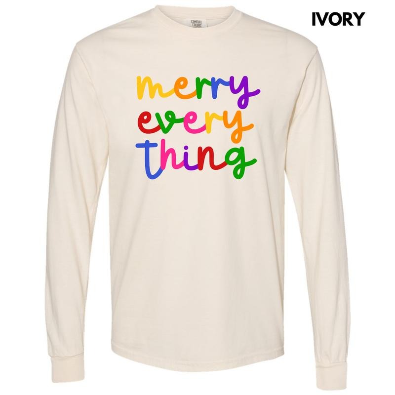 Bright Merry Everything Long Sleeve Comfort Colors T-Shirt 'NLB' Hoodie, Sweatshirt | GrindPrints.com