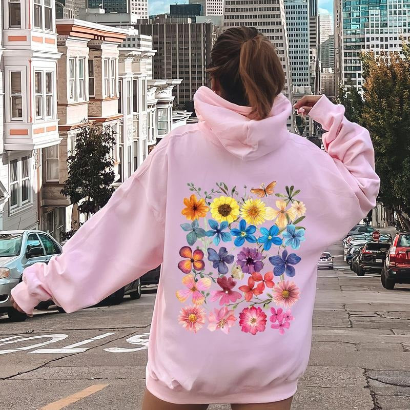 Bright Pressed Flowers Hoodie T-Shirts, Sweatshirt | GrindPrints.com