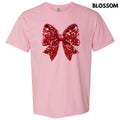 Bright Red Faux Sequin Bow Comfort Colors T-Shirt 'NLB' Hoodie, Sweatshirt | GrindPrints.com