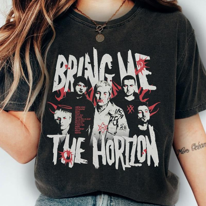Bring me The Horizon Shirt Bring me The Horizon Album Track list T-shirt Bring me The Horizon Vintage Graphic Sweatshirt...