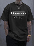 Brooklyn Shirt, Men's Letter Print Round Neck Tee, Men's Summer Clothes, Summer Outfits, Graphic Tees, Fashion Men's Top...