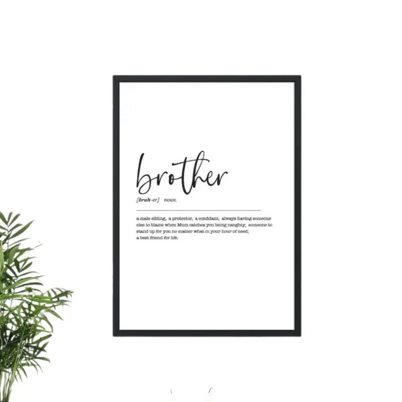 Brother Definition Art Print, Brother Art Print, Gift For Him, Nursery Decor Poster, Gifts For Him Men  Bedroom Decor,...