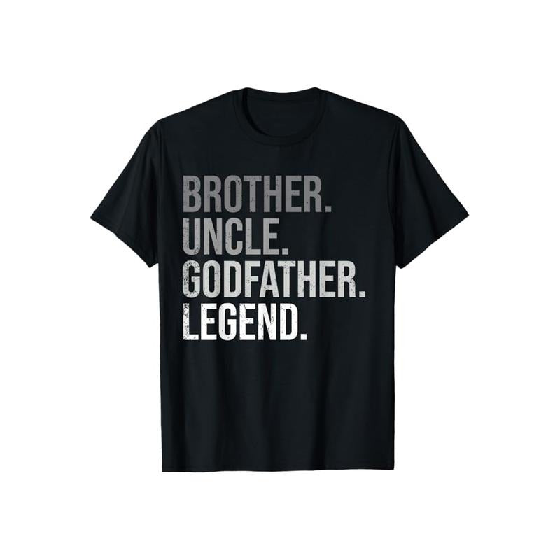 Brother Uncle Godfather Legend Fun Best Funny Uncle T-Shirt Casual Style Crew Neck Short Sleeve T-Shirt Tops Trendy for...