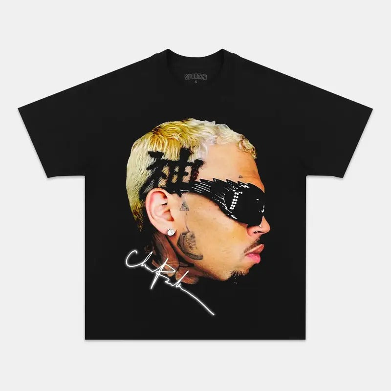 Brown Big Face Chris Tee Cotton Menswear Oversized T-Shirt Hoodie, Sweatshirt | GrindPrints.com