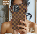 Brown Checkered Phone Case Mag Safe Compatible Magnetic Tough Case T-Shirts, Hoodie, Sweatshirt | GrindPrints.com
