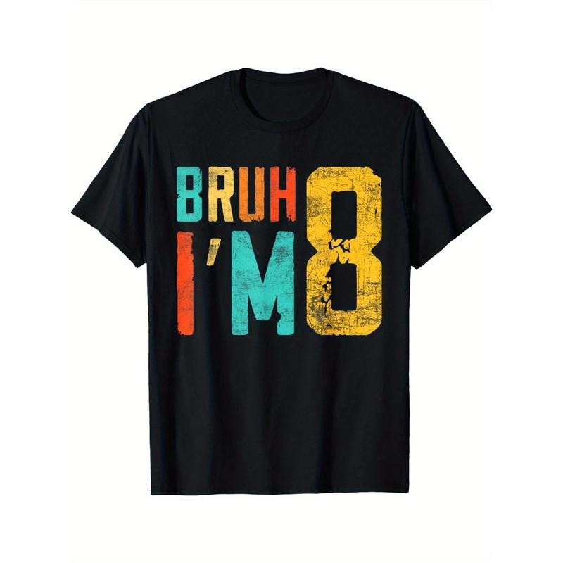 Bruh I'M 8 100% Cotton Crew Neck Geometric Pattern Short Sleeve Regular Fit Casual Made USA T-Shirts, Hoodie, Sweatshirt