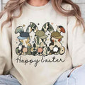 Brushstroke Bunny Oldchool Camo Pattern Easter Sweatshirt, Cute Camo Bunnies T-Shirt, Green Bunny Easter Shirt, Retro...
