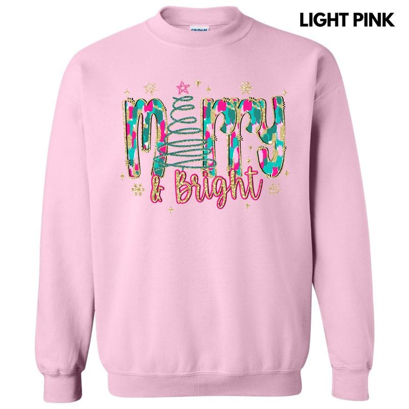Brushstroke Merry & Bright Sweatshirt 'NLB' T-Shirts, Hoodie | GrindPrints.com