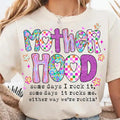 Brushstroke Motherhood Someday It Rocks Coquette Bow Checkered T-Shirt, Neon Mother Hood Tee, Funny Mom, Sarcastic Mama...