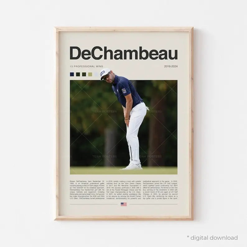 Bryson DeChambeau Poster, Golf Poster, PGA Tour Golf Wall Art for Office, Sports Bedroom Art, Golf Gift Ideas, Golf Swing...