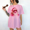 Bubblegum Santa Print Is Sublimation Non Fitted Funny Relaxed Fit Casual T-Shirts, Hoodie, Sweatshirt