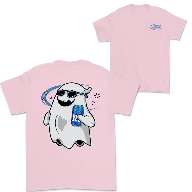 Bud Light Ghost Halloween Double Sided Tshirt for Men and Women - Cotton Hoodie, Sweatshirt | GrindPrints.com