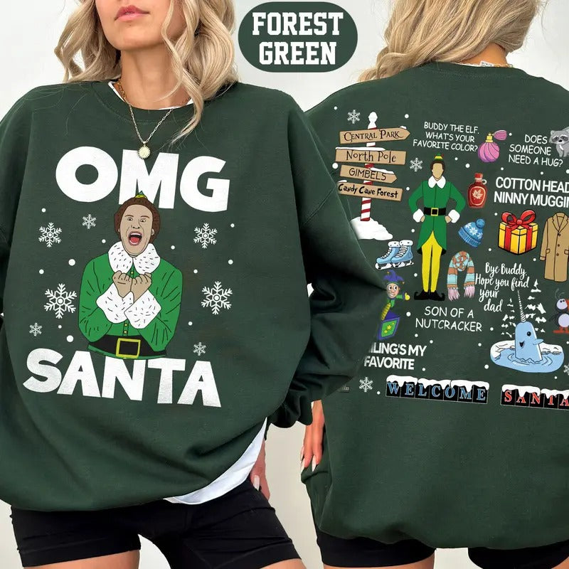 Buddy Elf Christmas Sweatshirt, Elf Movie Xmas Shirt, Xmas Classic Movie 90s Sweatshirt, Christmas Movie Tee, Christmas...