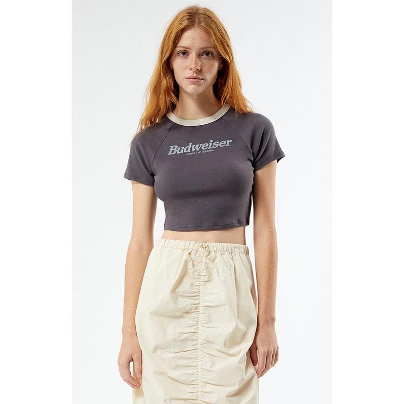 Budweiser Women's By PacSun King Of Beers Cropped T-Shirt Hoodie, Sweatshirt | GrindPrints.com