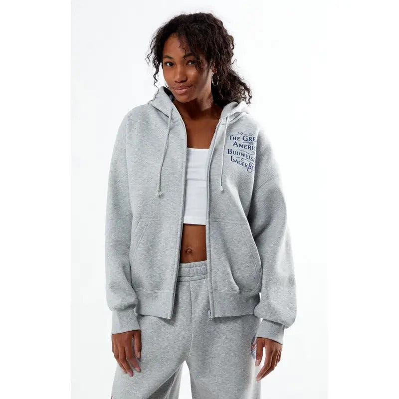 Budweiser Women's By PacSun Zip Up Hoodie T-Shirts, Sweatshirt | GrindPrints.com