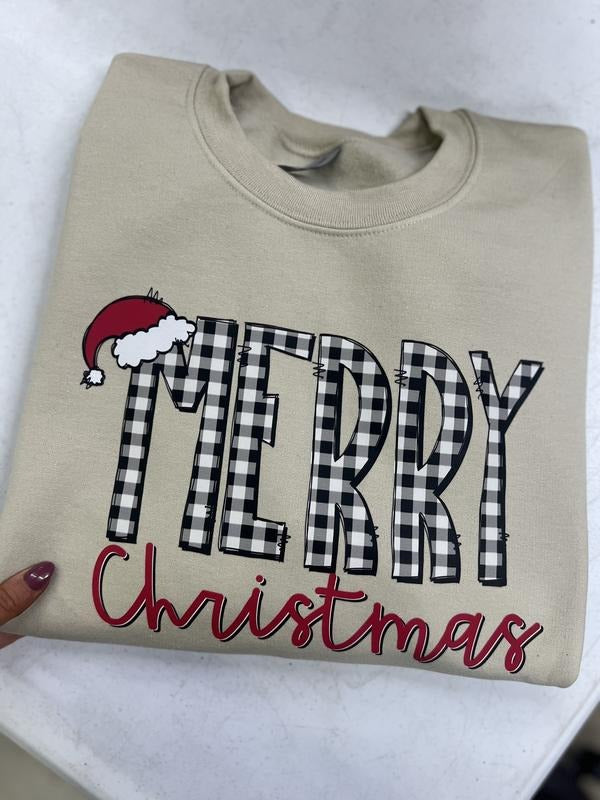 Buffalo Plaid Merry Christmas Sweatshirt T-Shirts, Hoodie | GrindPrints.com