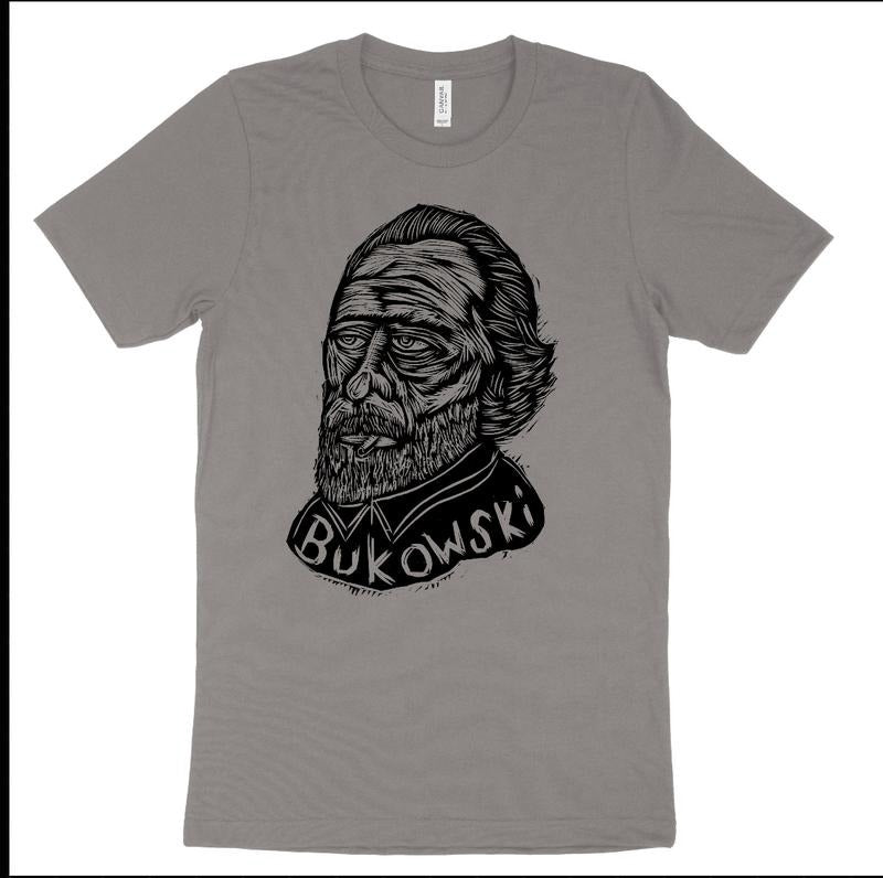 Bukowski  Hand-Printed T-Shirt Cotton Menswear Top Graphics Black Long Hoodie, Sweatshirt | GrindPrints.com