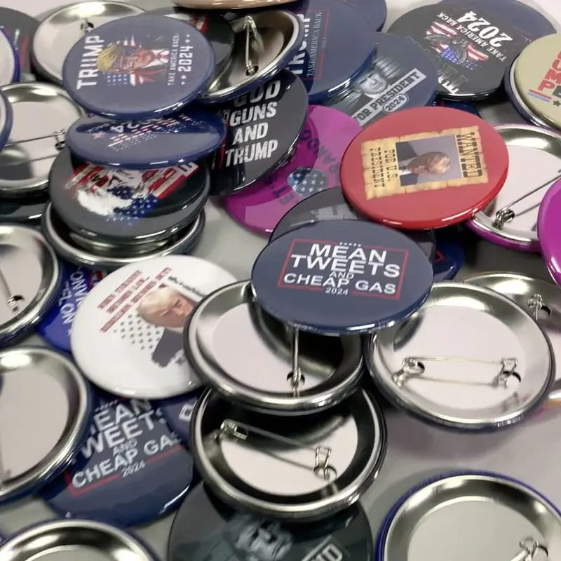 Bulk Lot of Donald Trump For President 2024 USA Buttons - Up to 1000 Buttons - Over 25 Different Designs and Sayings...