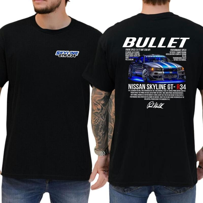 Bullet Skyline Nissan Gtr T-shirt Fast Car T-shirt Soft Fabric Short Sleeve Shirt Hoodie, Sweatshirt | GrindPrints.com
