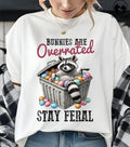 Bunnies Are Overrated Stay Feral Tee, Raccoon Easter Shirt, Feral Easter Funny Tee, Retro Easter Sarcastic Gift Hoodie,...