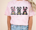Bunny Print Comfort Colors Tee Shirt - Casual Top with Bunny and Leopard Print Design