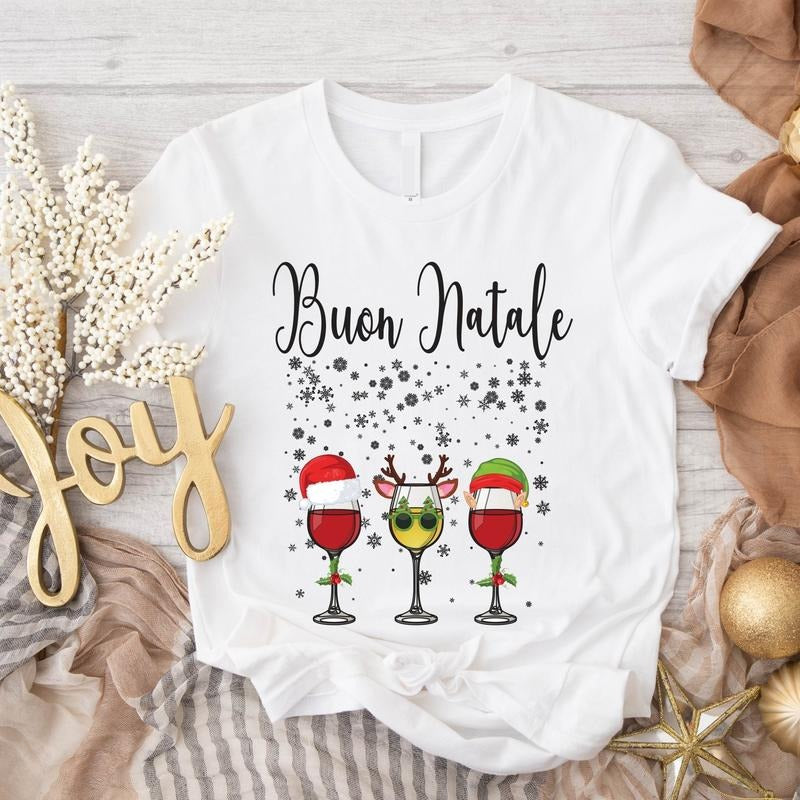 Buon Natale Shirt, Italian Merry Christmas T-Shirt, Christmas Wine Gift Tee, Matching Family Group Holiday Shirt. Hoodie,...
