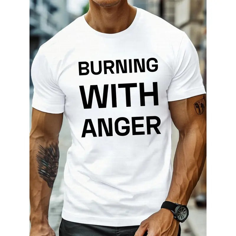 Burning with Anger" Men's Casual T-Shirt